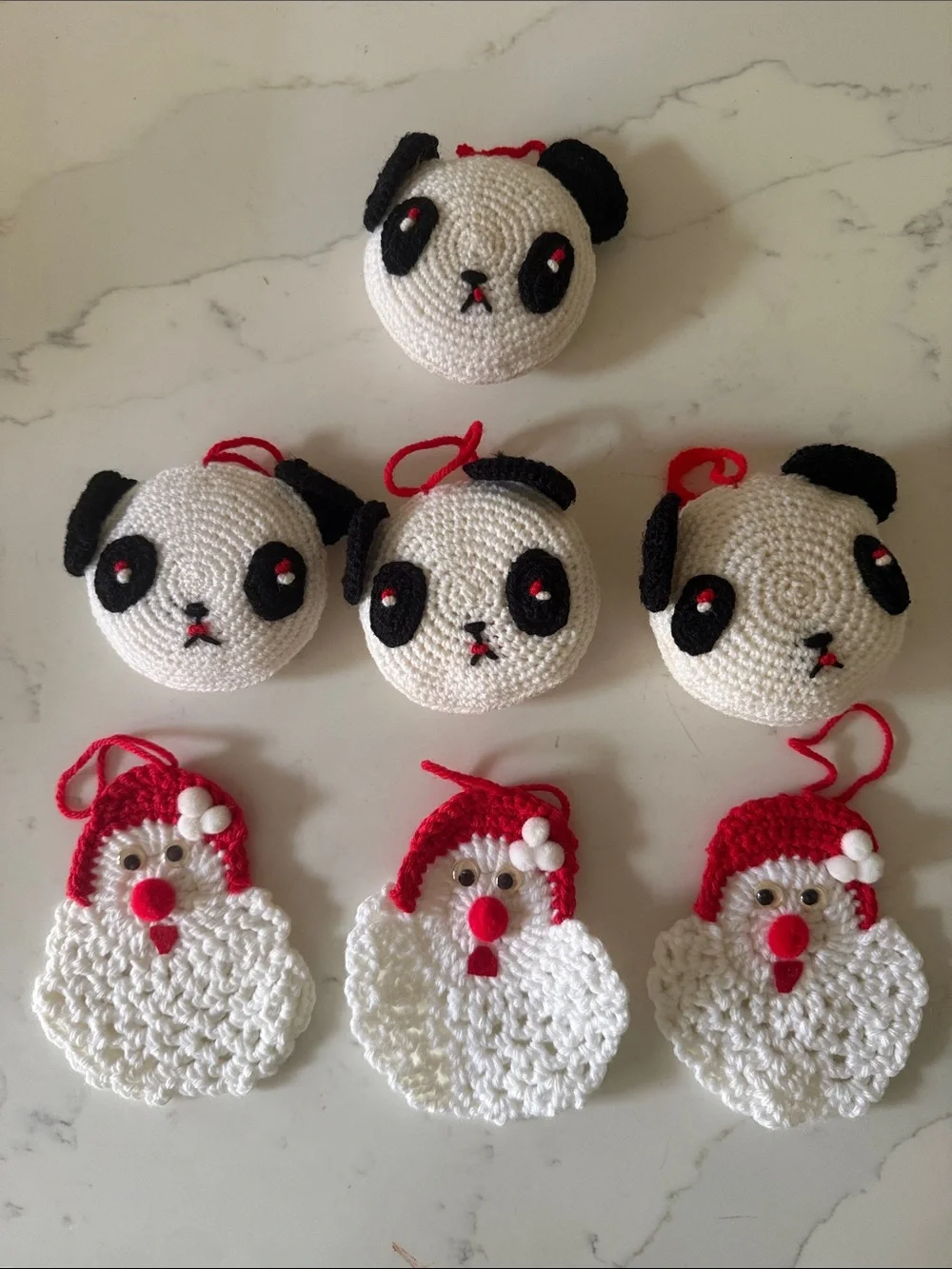 Handmade Crochet Christmas Ornaments Set of 7